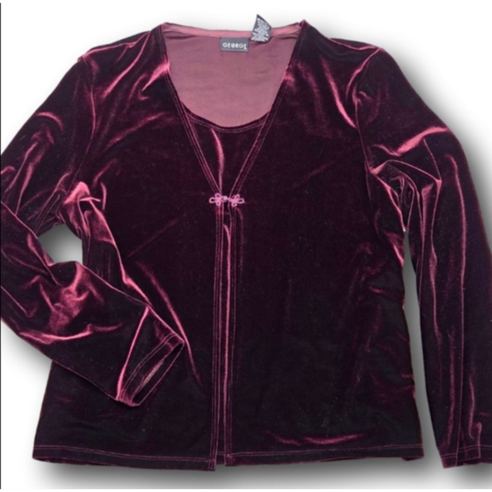 Women's GEORGE Burgundy Velvet Long Sleeve Tee L